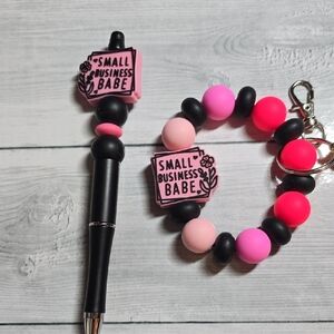 Silicone Small Business Babe Pen and Wristlet Set